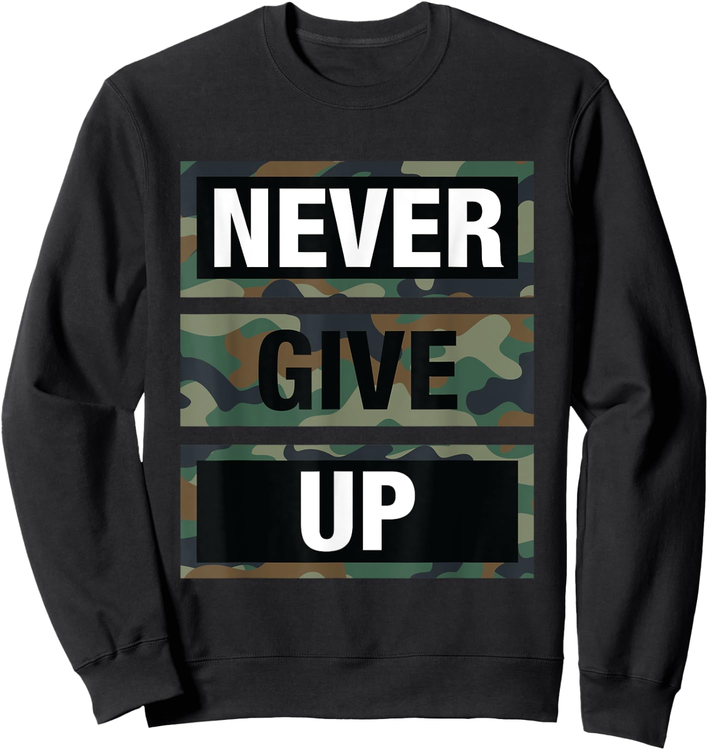 Bahaa's Don't Give Up Illustration Quotes Novelty Graphic Designs Sweatshirt - Sweatshirt | Black