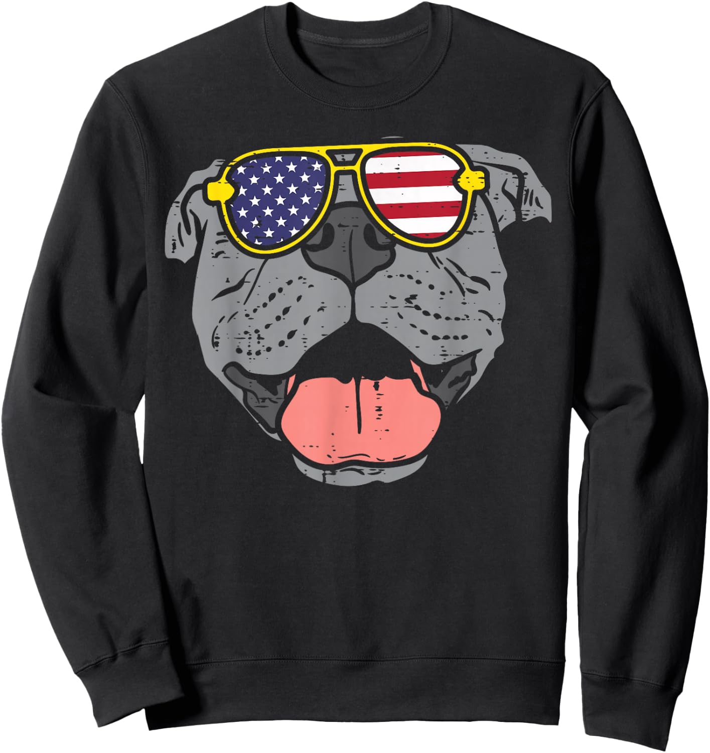 Pitbull Pit American USA Flag 4th Of July Fourth Dog Sweatshirt - Sweatshirt | Black
