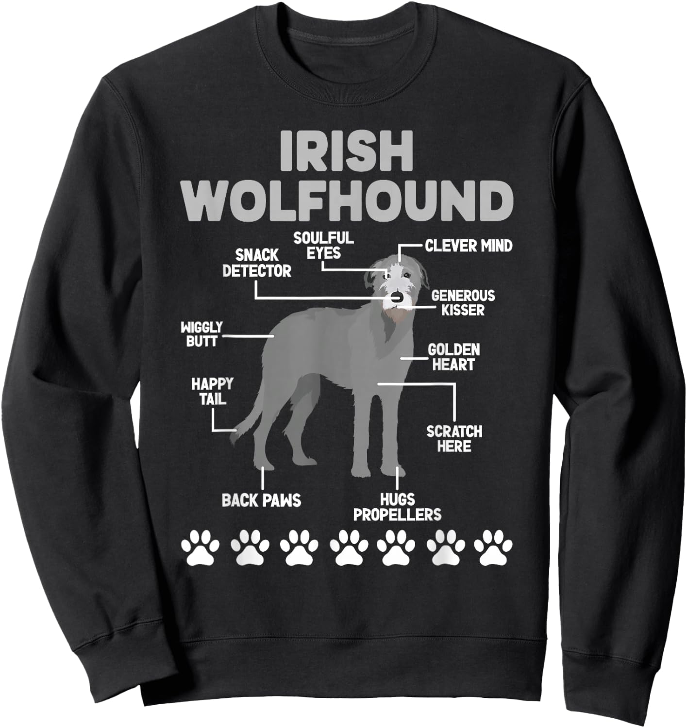 Anatomy Of Irish Wolfhound Lover Irish Wolfhound Owner Sweatshirt - Sweatshirt | Black