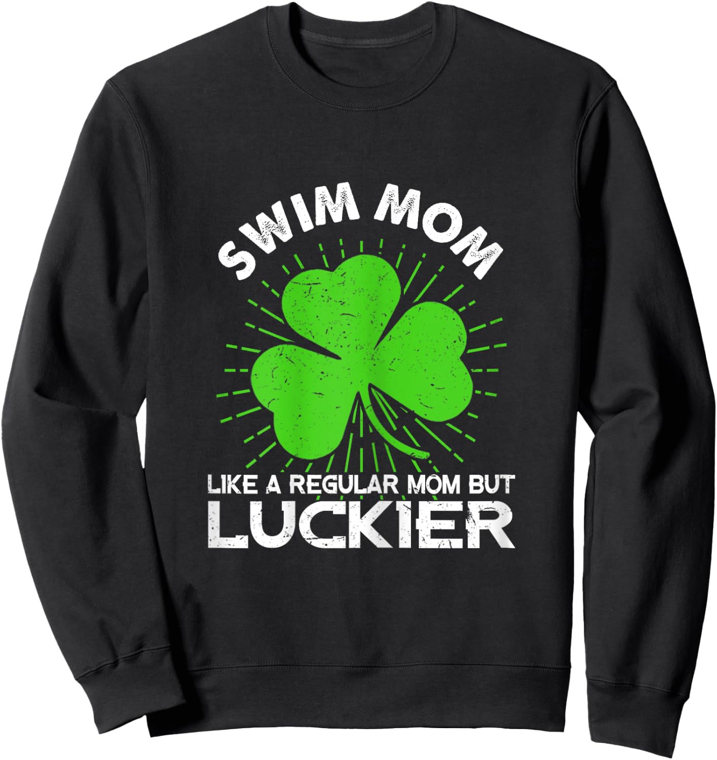 Funny Swim Mom St Patrick's Day Lucky Irish Mama Gift Sweatshirt - Sweatshirt | Black