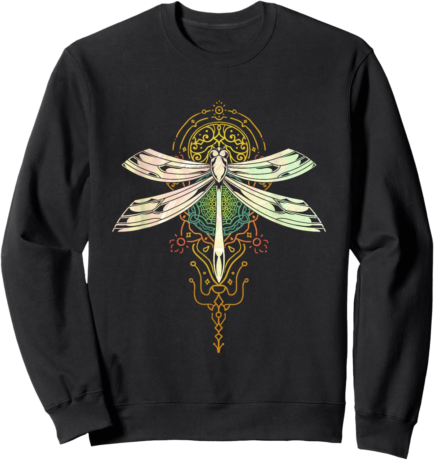 Sacred Fractal Geometry Beautiful Insect Pretty Dragonfly Sweatshirt - Sweatshirt | Black