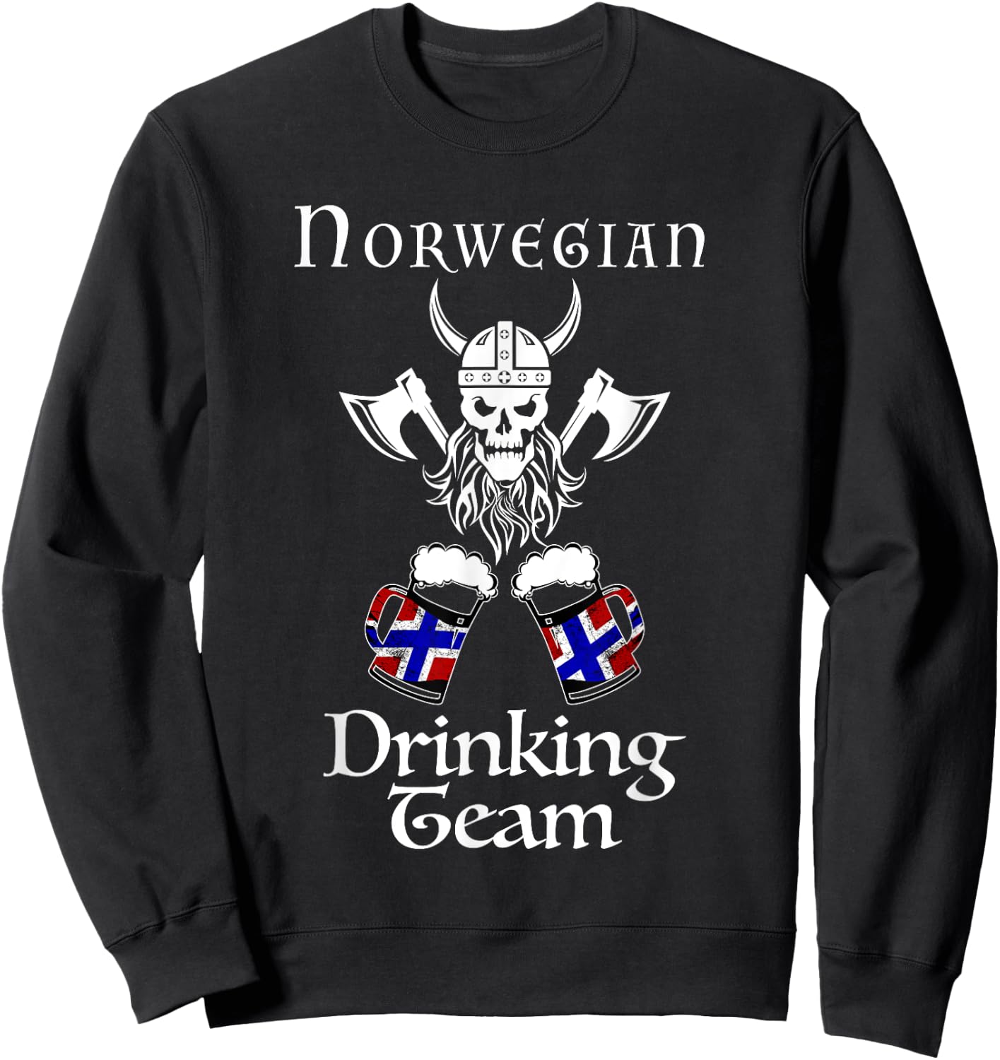Norwegian drinking team Norge vikings and beer Norway Sweatshirt - Sweatshirt | Black