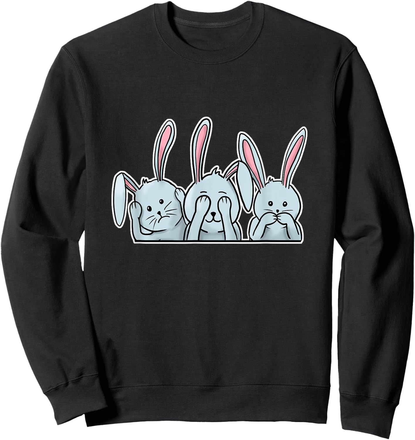 Hear See Speak no evil Rabbits happy Easter bunnies Sweatshirt - Sweatshirt | Black