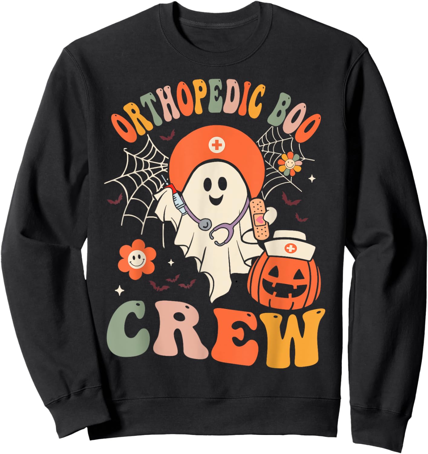 Orthopedic Boo Crew Ghost Ortho Nursing Halloween Women Sweatshirt - Sweatshirt | Black