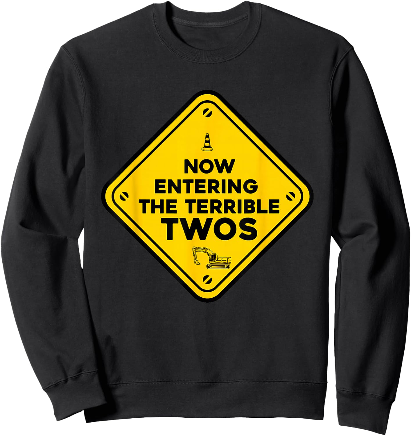 Construction Birthday caution now entering the terrible twos Sweatshirt - Sweatshirt | Black