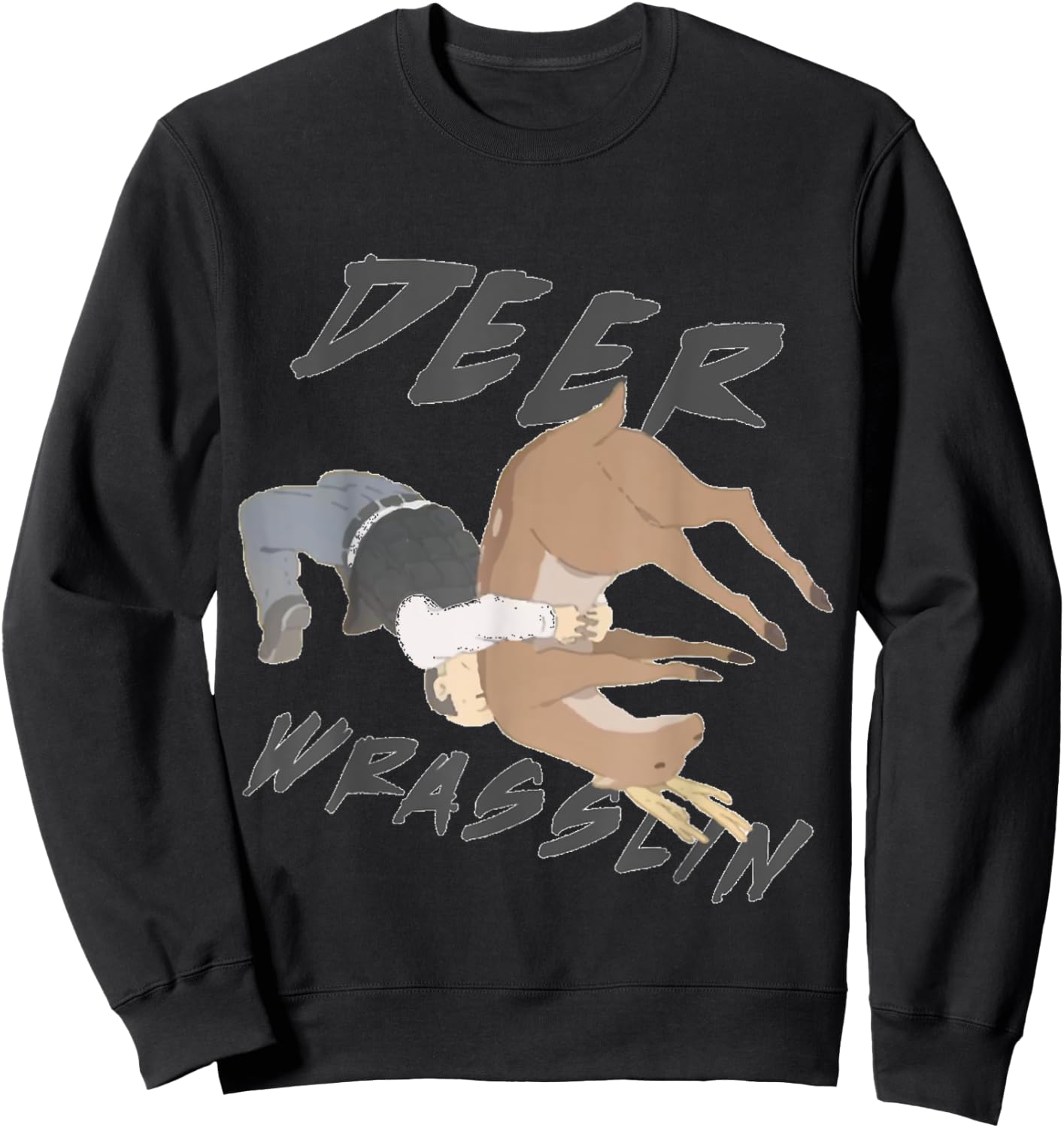 Deer Wrasslin (Wrestling) Sweatshirt - Sweatshirt | Black