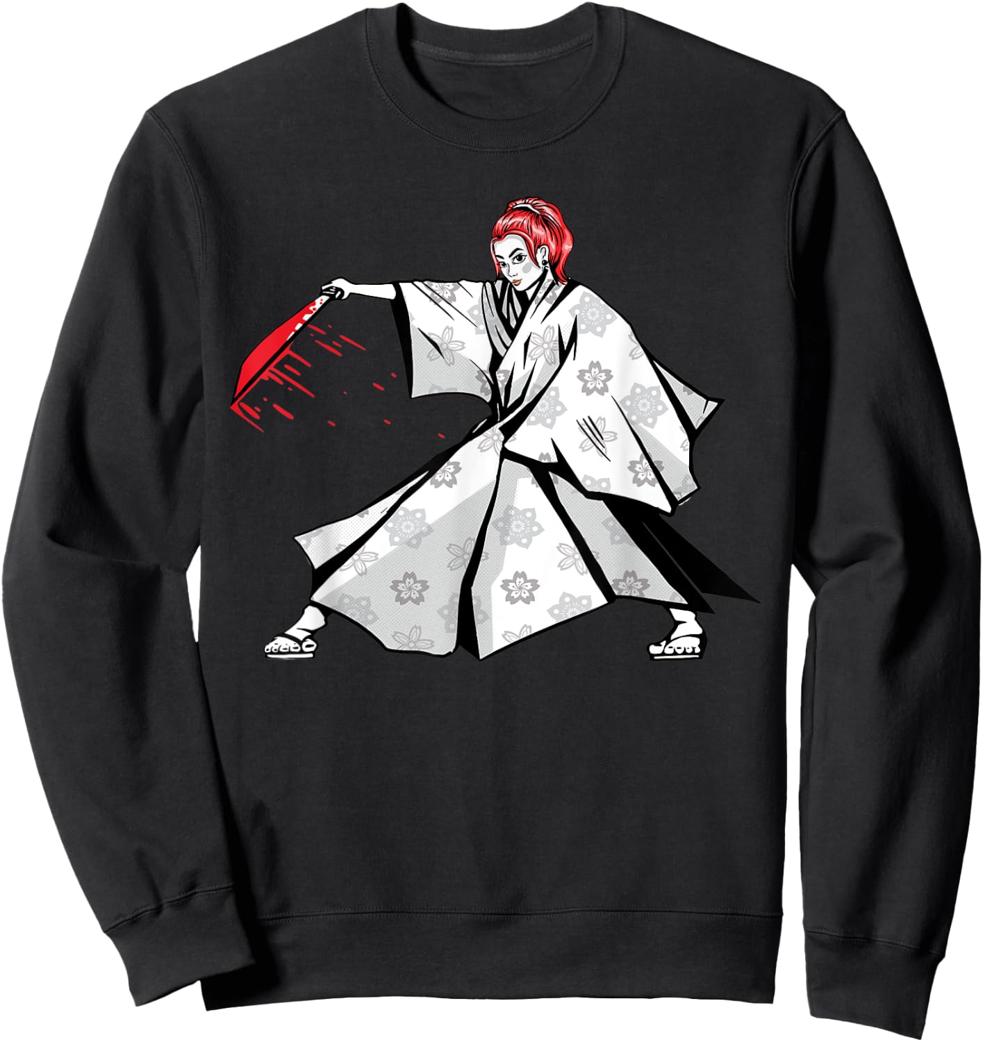 Japanese sword fight woman. Sweatshirt - Sweatshirt | Black