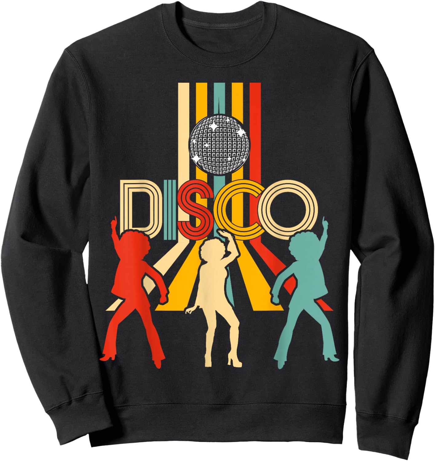 Retro 70s Disco Gifts Vintage Dancing Disco Ball Sweatshirt - Sweatshirt | Black
