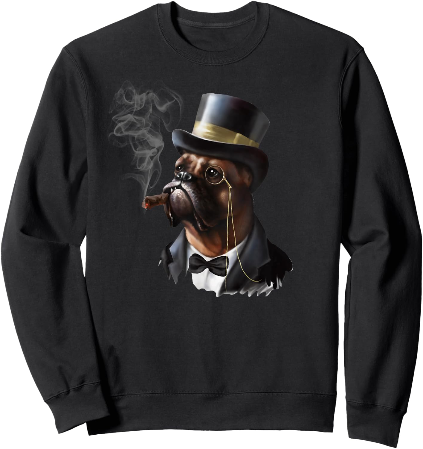 Boxer Dog Smoke Cigars Women Sweatshirt - Sweatshirt | Black
