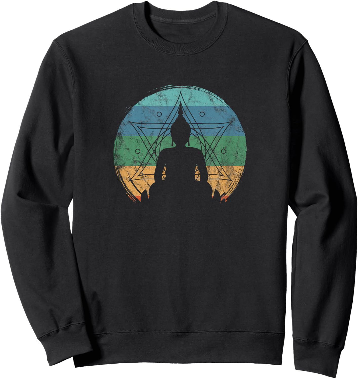 Retro Buddha Buddhist Yoga Spiritual Meditation Zen Sweatshirt - Sweatshirt | Black