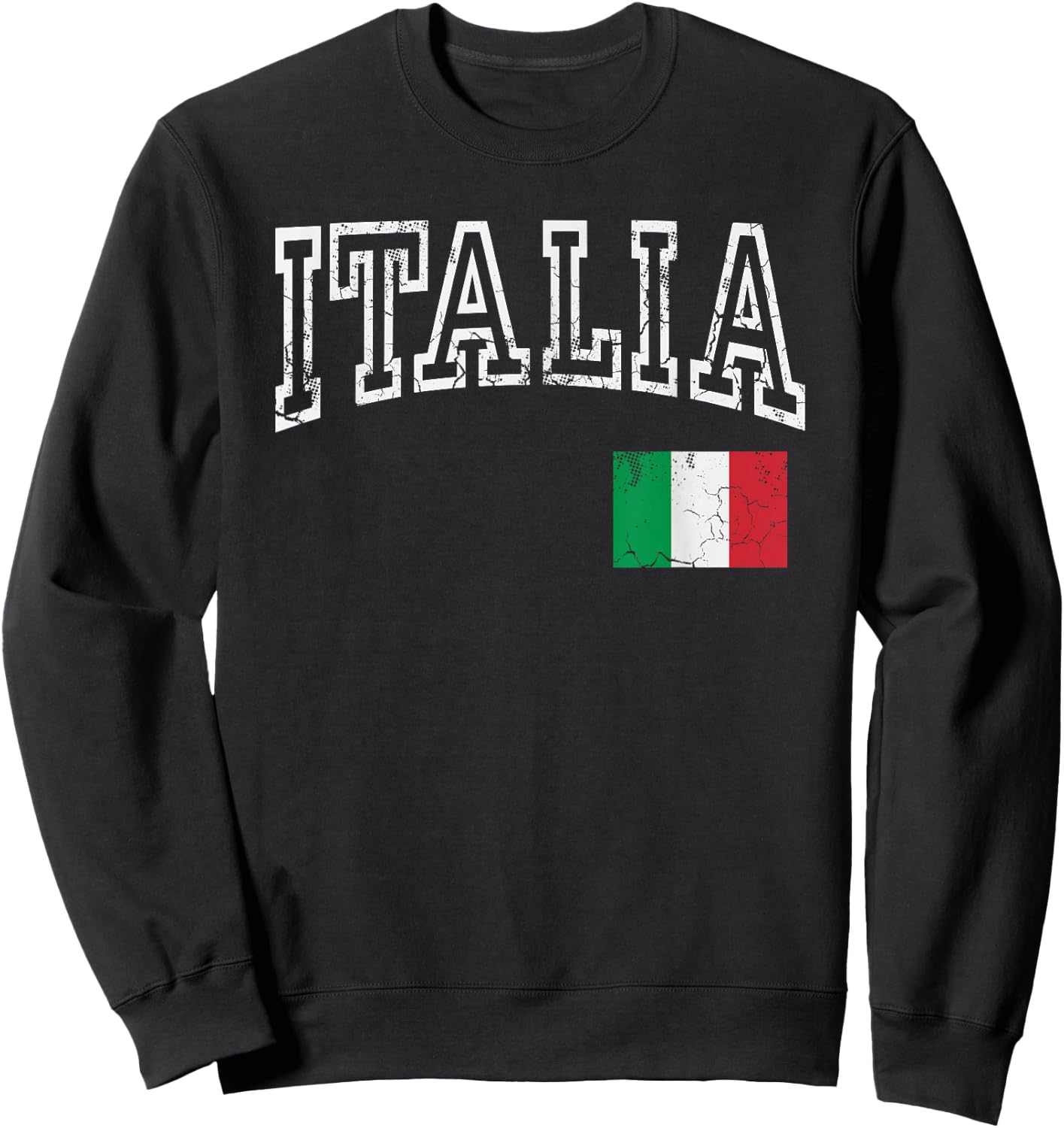 Italia Italian Flag Italy Distressed Design Sweatshirt - Sweatshirt | Black