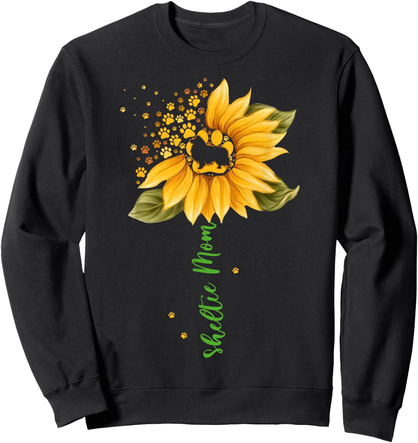 Sheltie Mom Cool Sunflower Shetland Sheepdog Dog Lover Gifts Sweatshirt - Sweatshirt | Black