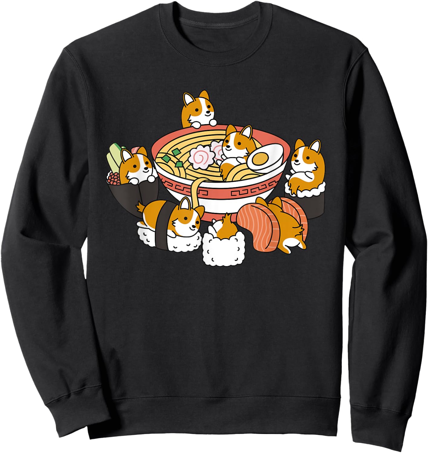 Ramen Sushi Corgi Dog Sweatshirt - Sweatshirt | Black