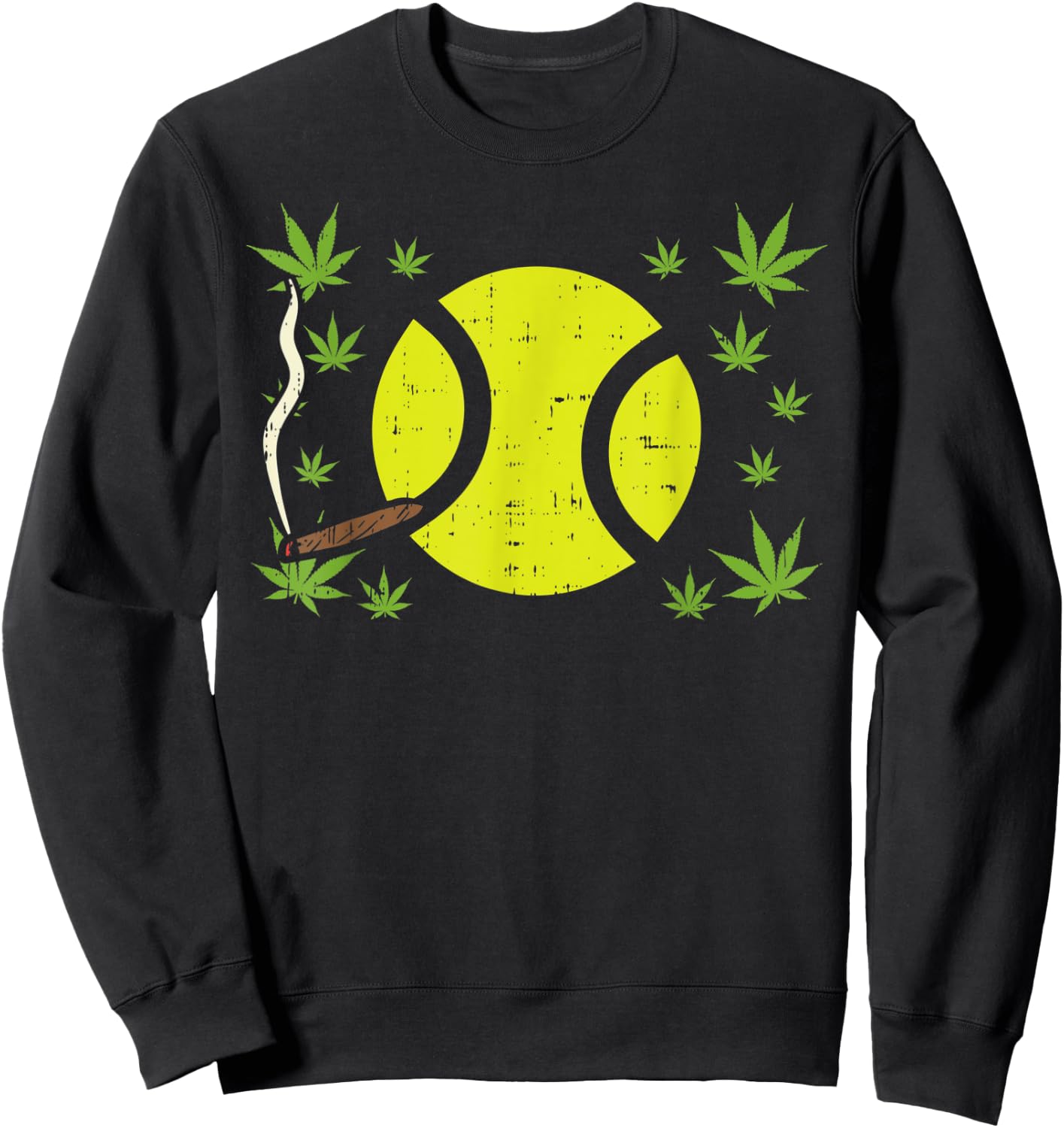 Tennis Ball Smoking Weed Cannabis 420 THC Blunt Stoner Gift Sweatshirt - Sweatshirt | Black