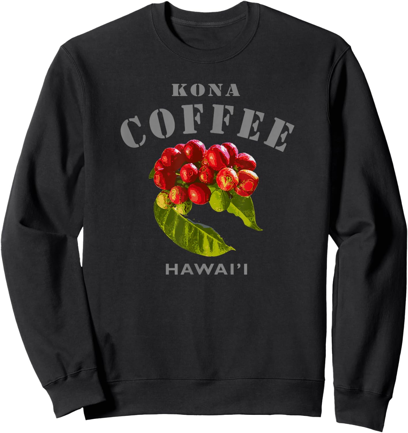 Kona Coffee Hawaii Famous Big Island Modern Hawaiian Aloha Sweatshirt - Sweatshirt | Black
