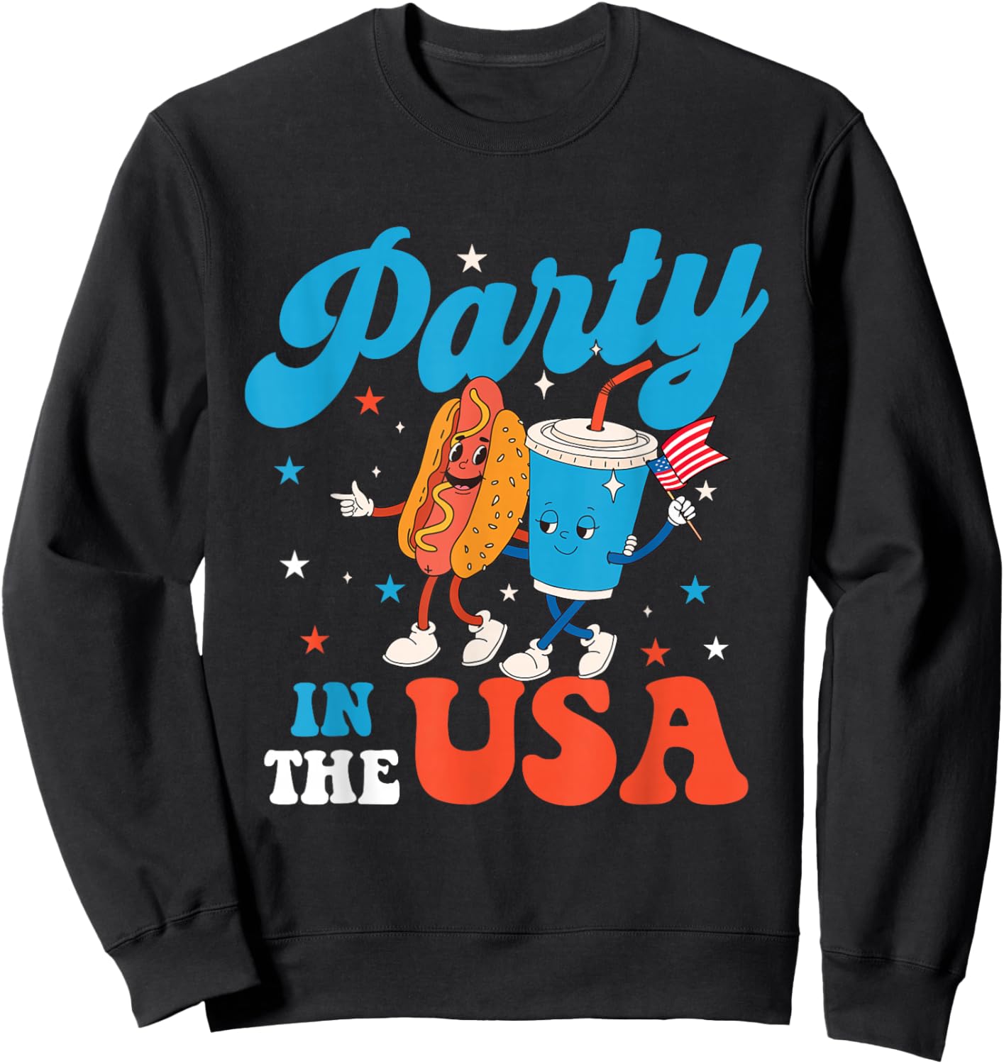 Party in The USA - USA American Flag 4th of July Fourth Sweatshirt - Sweatshirt | Black