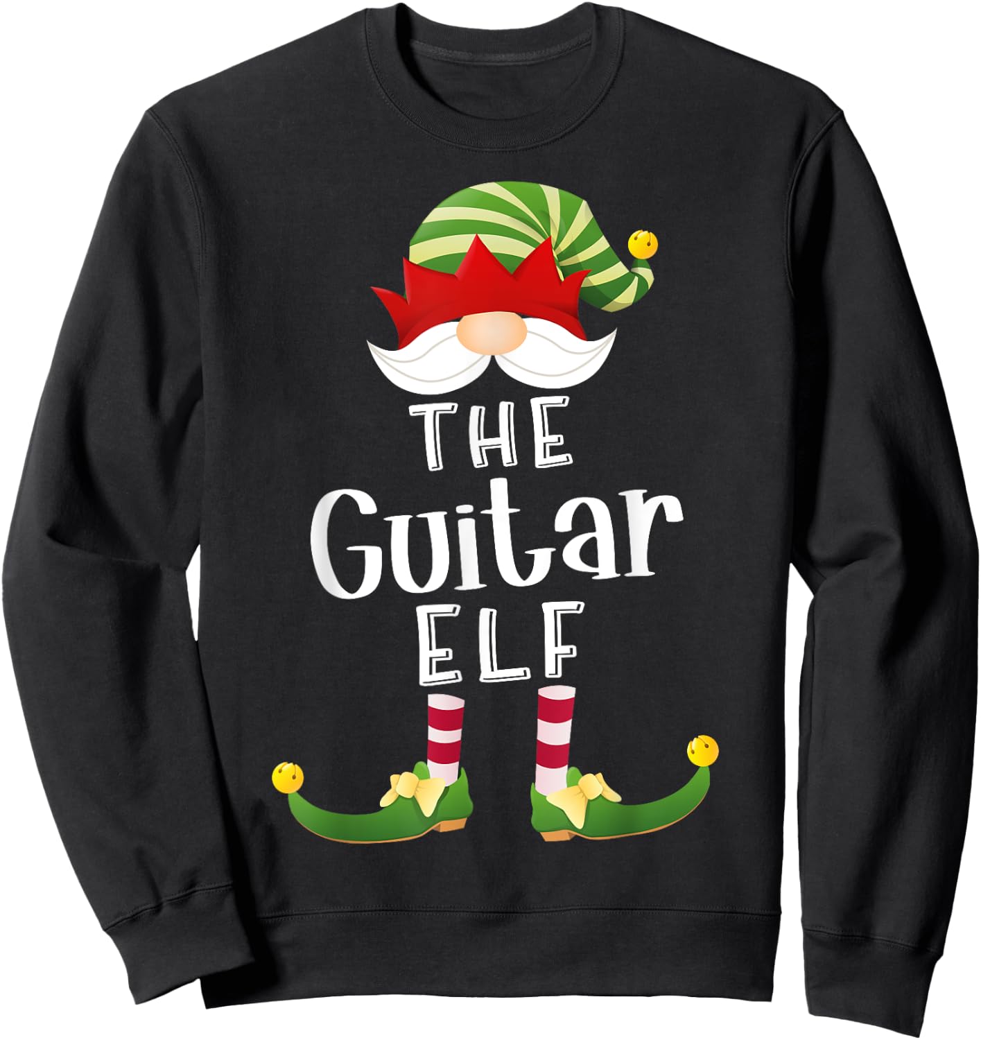 Guitar Elf Group Christmas Funny Pajama Party Sweatshirt - Sweatshirt | Black