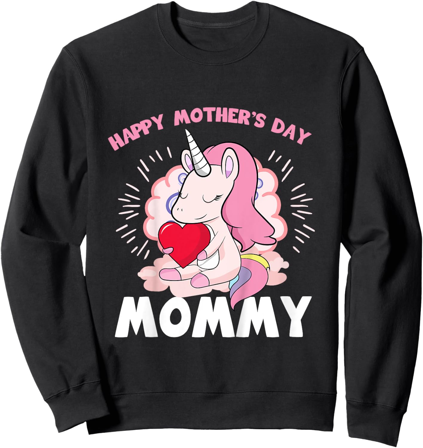 Happy Mothers Day Mommy Daughter To Mom Unicorn Toddler Girl Sweatshirt - Sweatshirt | Black