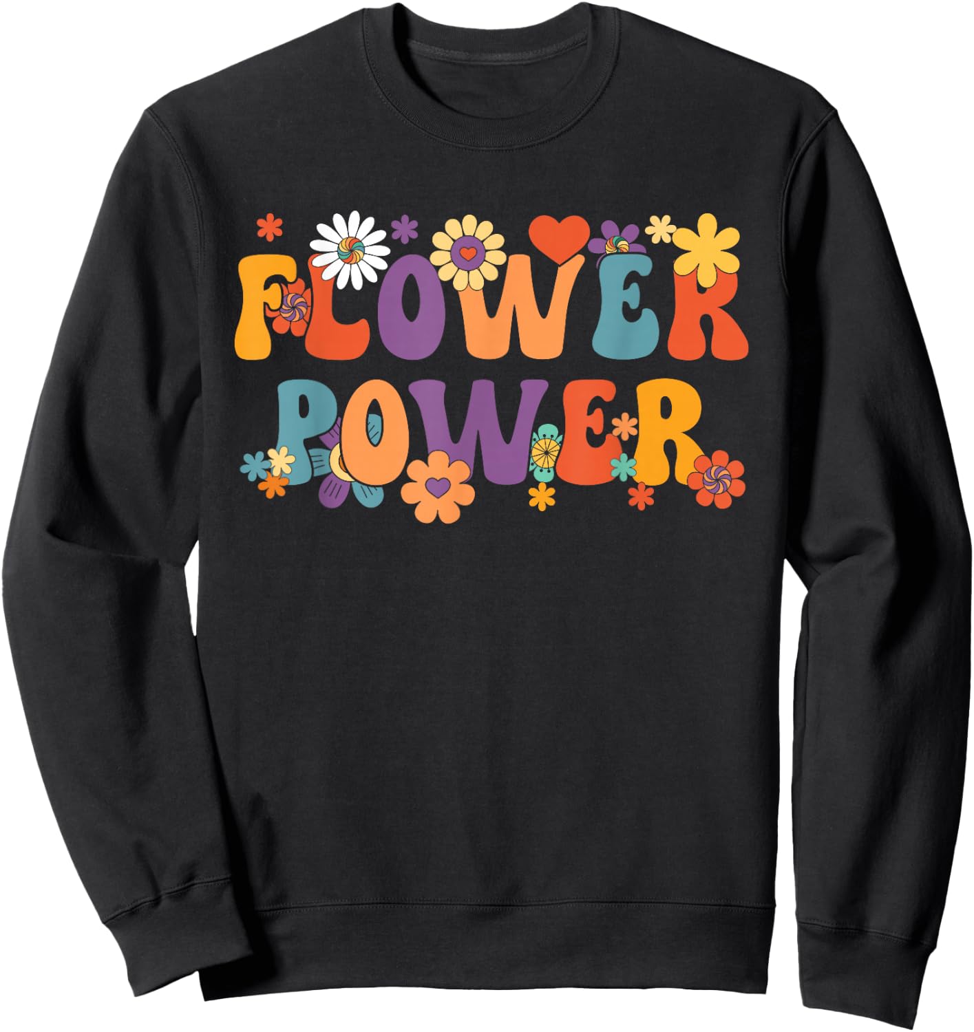 Flower Power | Groovy Vintage | Hippy Hippies Sweatshirt - Sweatshirt | Black