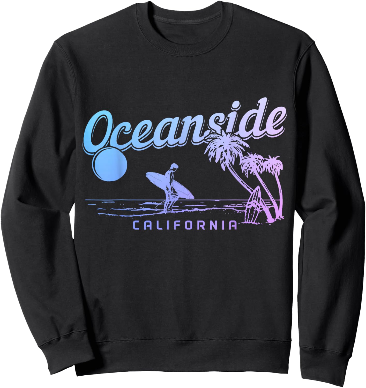 Oceanside California Surf Beach Vintage Souvenir Surfer Sweatshirt - Sweatshirt | Black