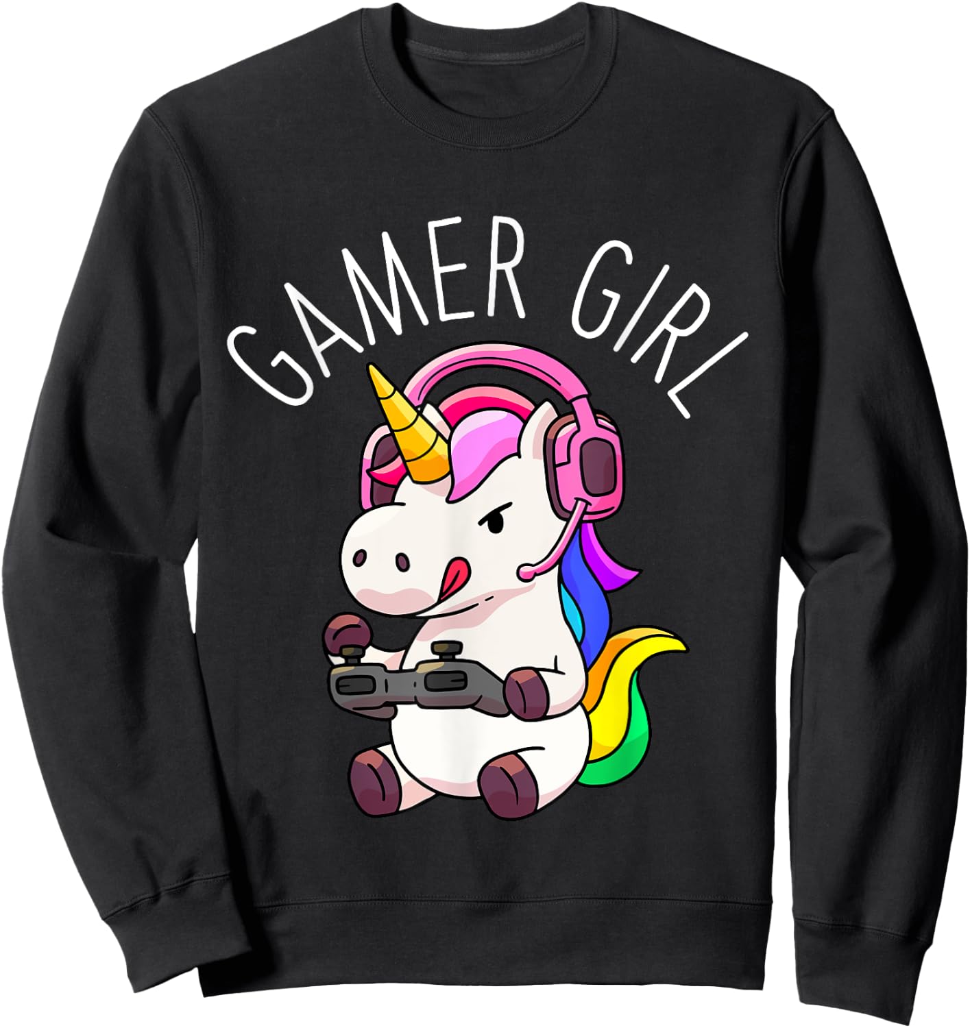 Gamer Girl Unicorn Gaming Cute Video Game Gift Women Girls Sweatshirt - Sweatshirt | Black