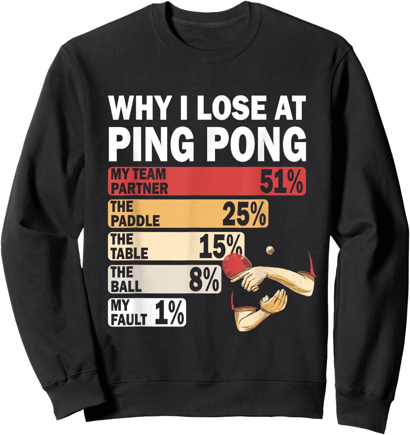 Why I Lose at Ping Pong Table Tennis Funny My Fault Sweatshirt - Sweatshirt | Black