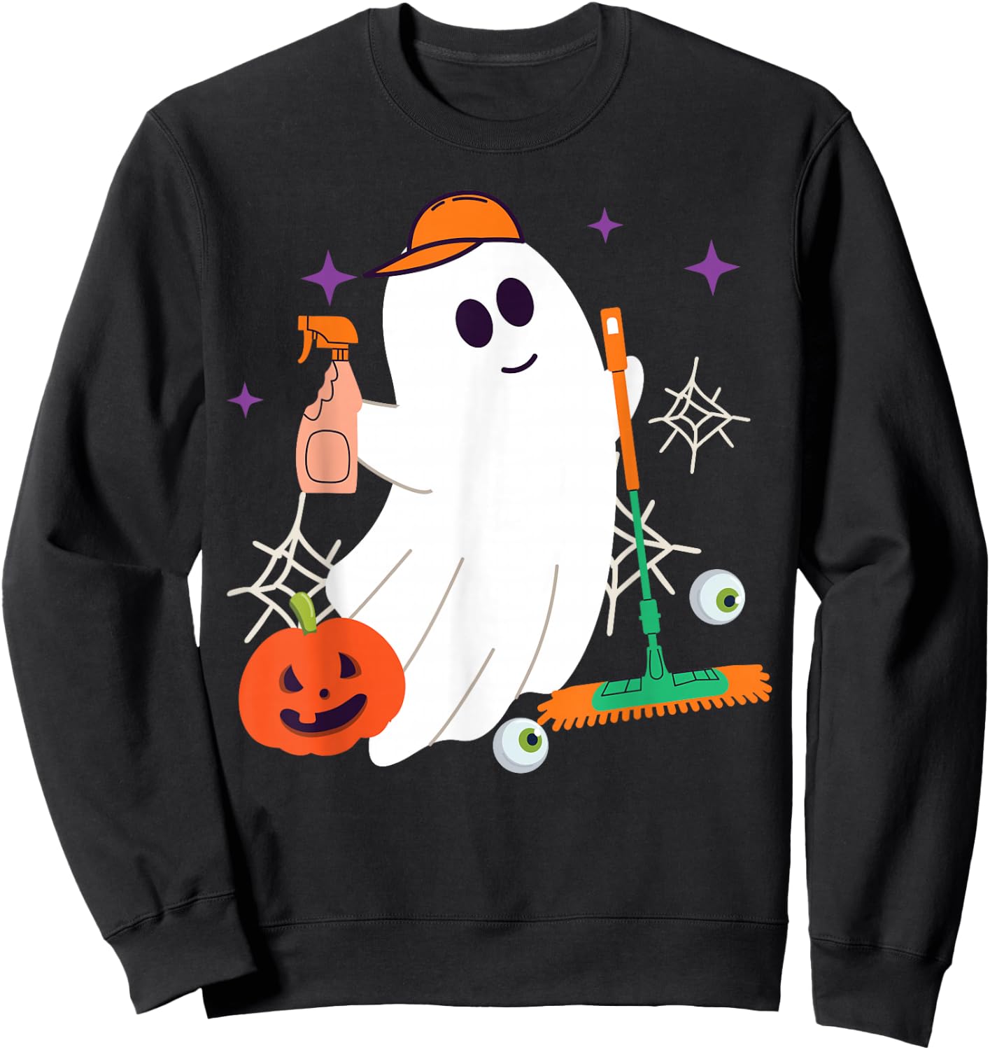 School Custodian Janitor Ghost Halloween Sweatshirt - Sweatshirt | Black
