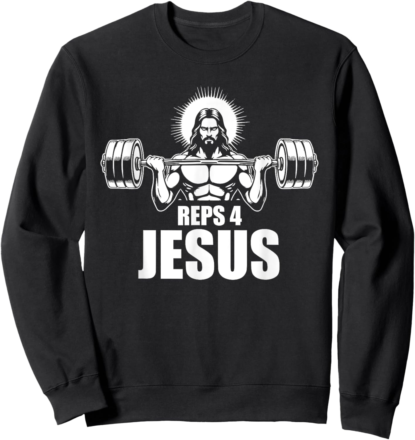 Reps 4 Jesus Gym Christian Weightlifting Workout Sweatshirt - Sweatshirt | Black
