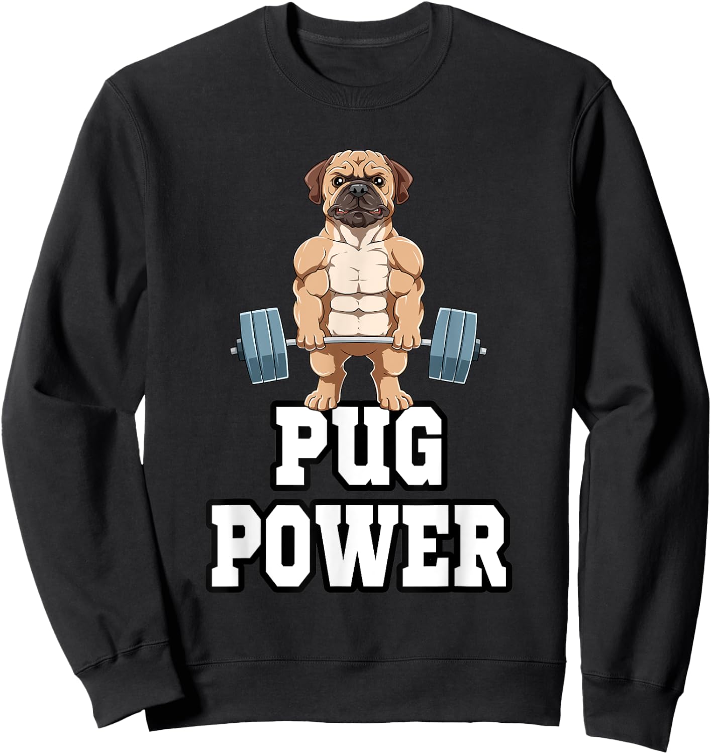 Pug Fitness Muscles Workout Weight Sweatshirt - Sweatshirt | Black