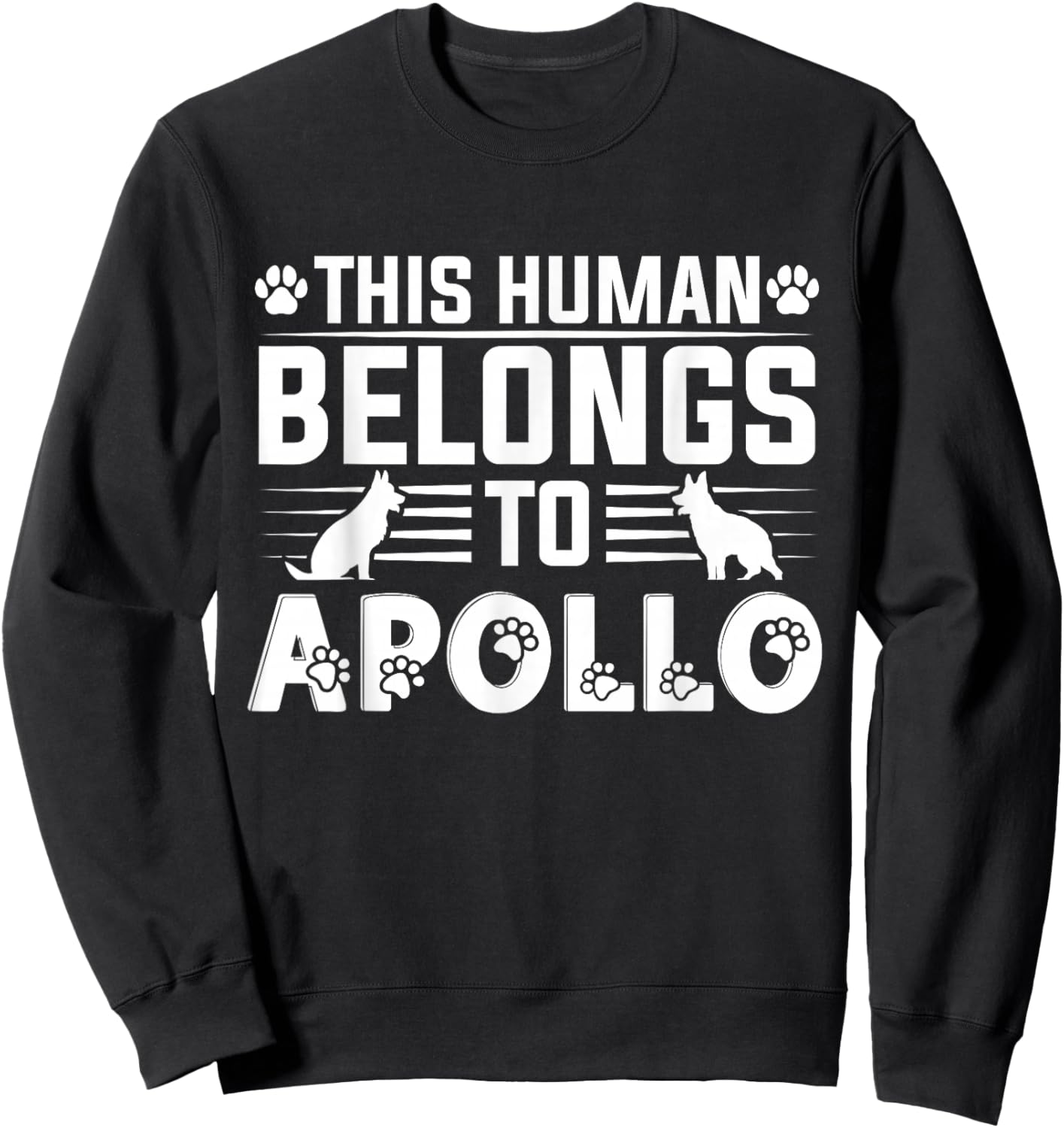 Dog Name Apollo Personalised Gift This Human Belongs To a Sweatshirt - Sweatshirt | Black