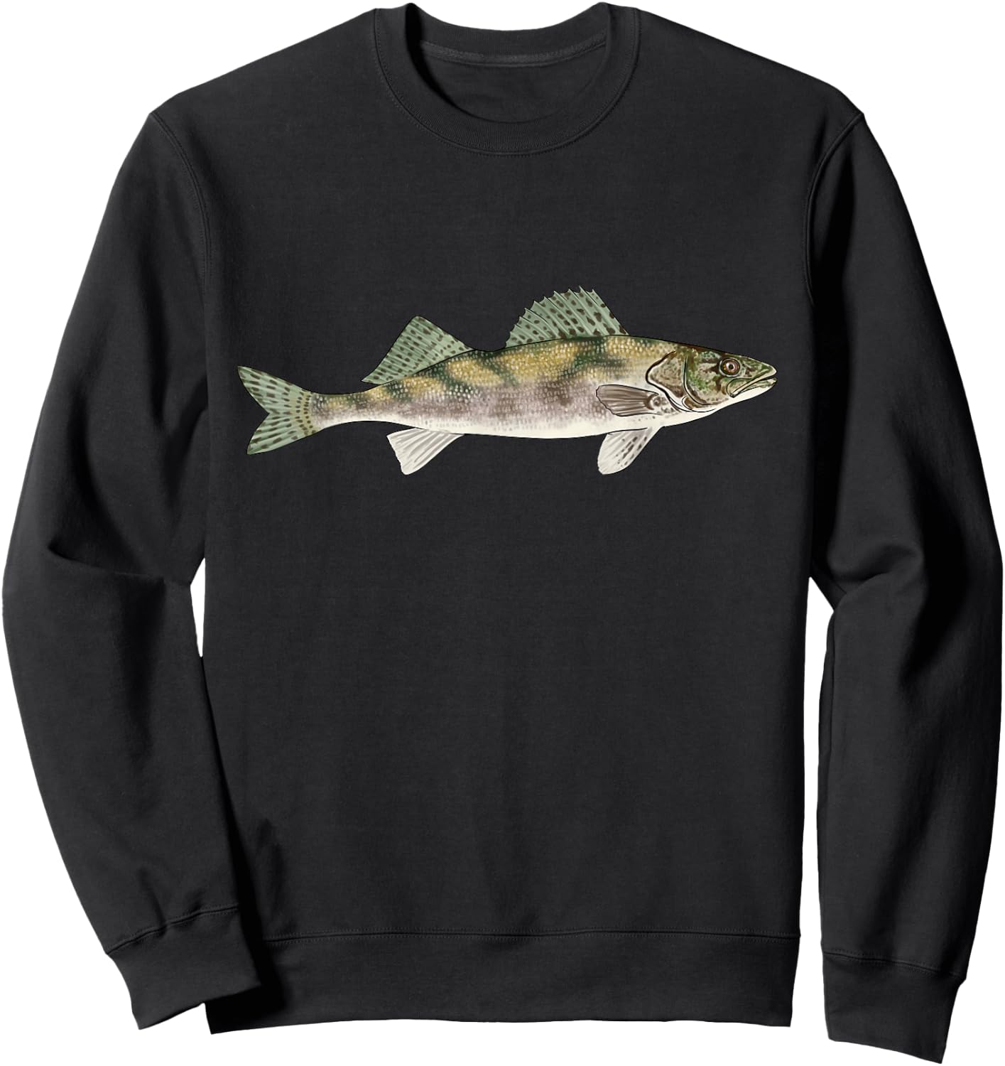 Sauger Fishing Graphic American Freshwater Fish Angler Gift Sweatshirt - Sweatshirt | Black