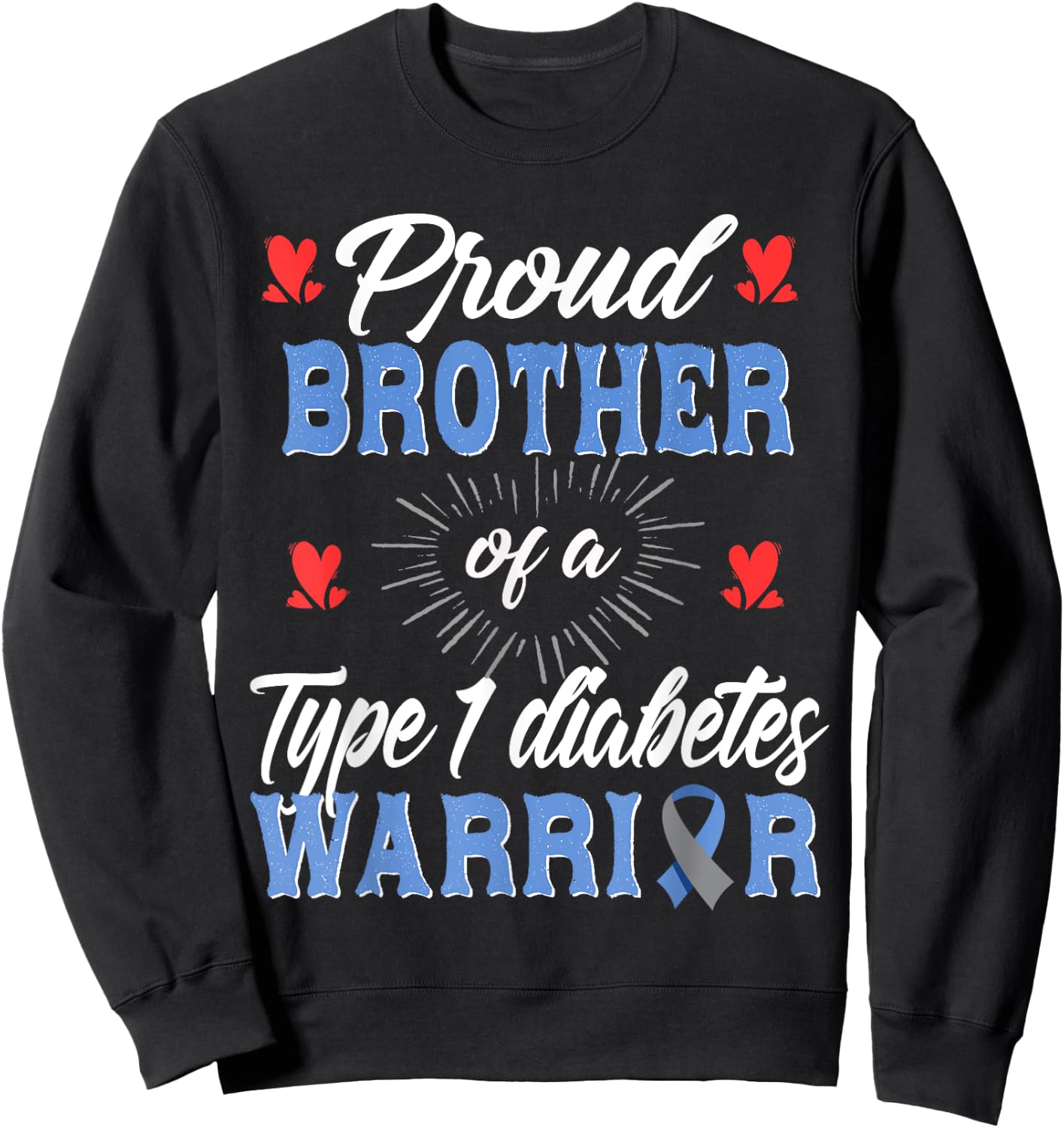 T1D Proud Brother Diabetes Awareness Type 1 Insulin Pancreas Sweatshirt - Sweatshirt | Black