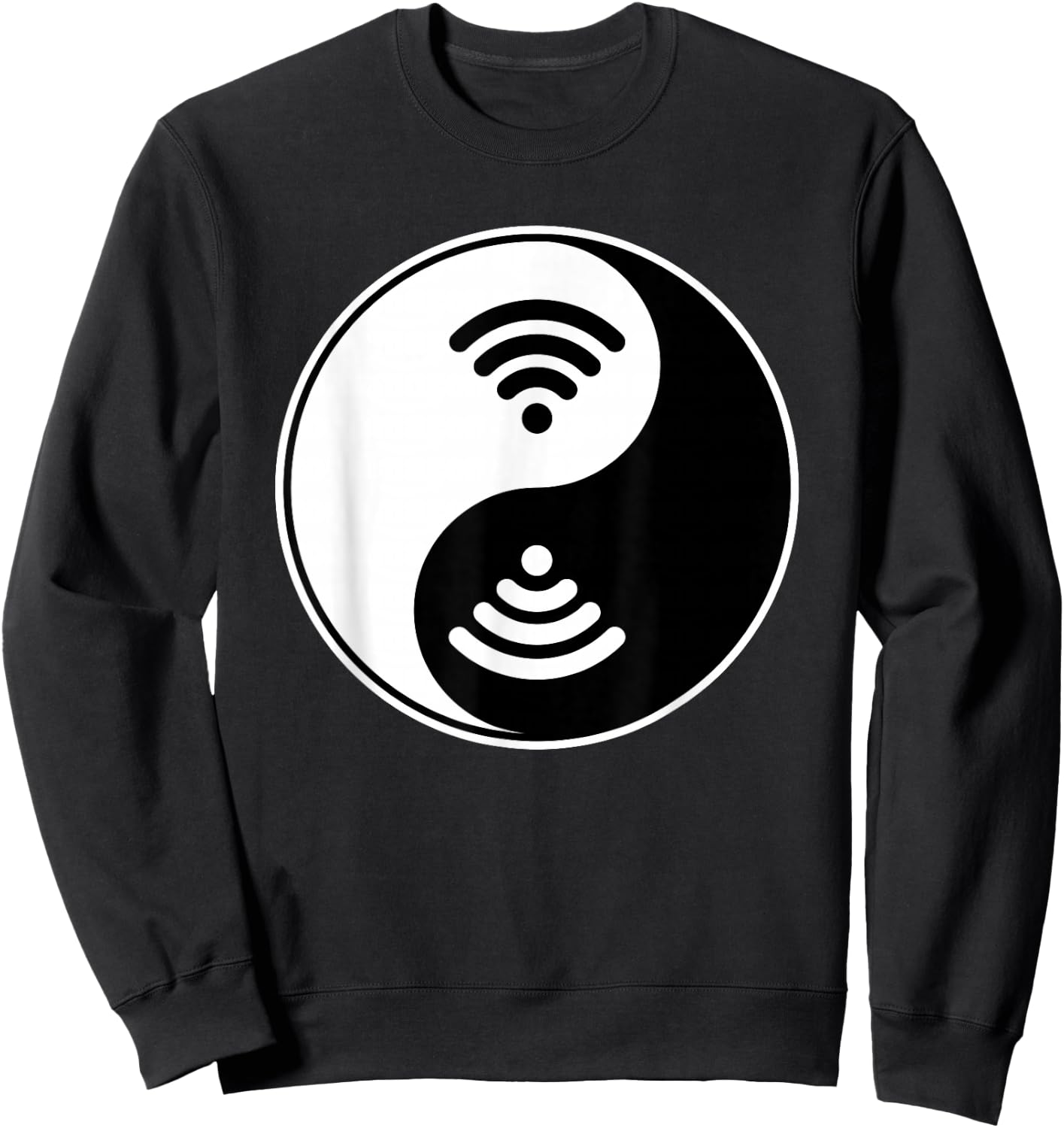 Yin Yang - Wifi Nerd Geek Symbol - Buddhist Zhen Spiritual Sweatshirt - Sweatshirt | Black