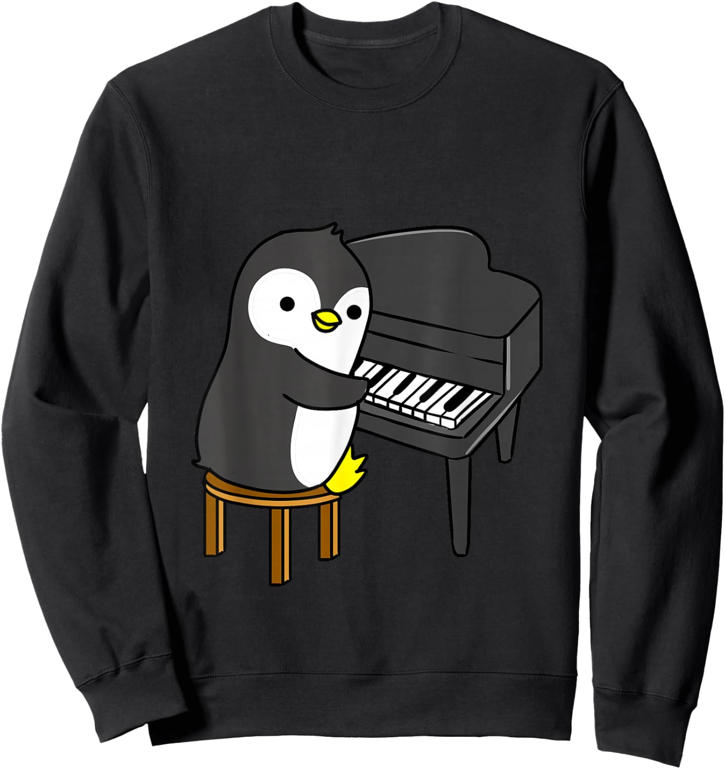 Penguin Playing Piano Sweatshirt - Sweatshirt | Black