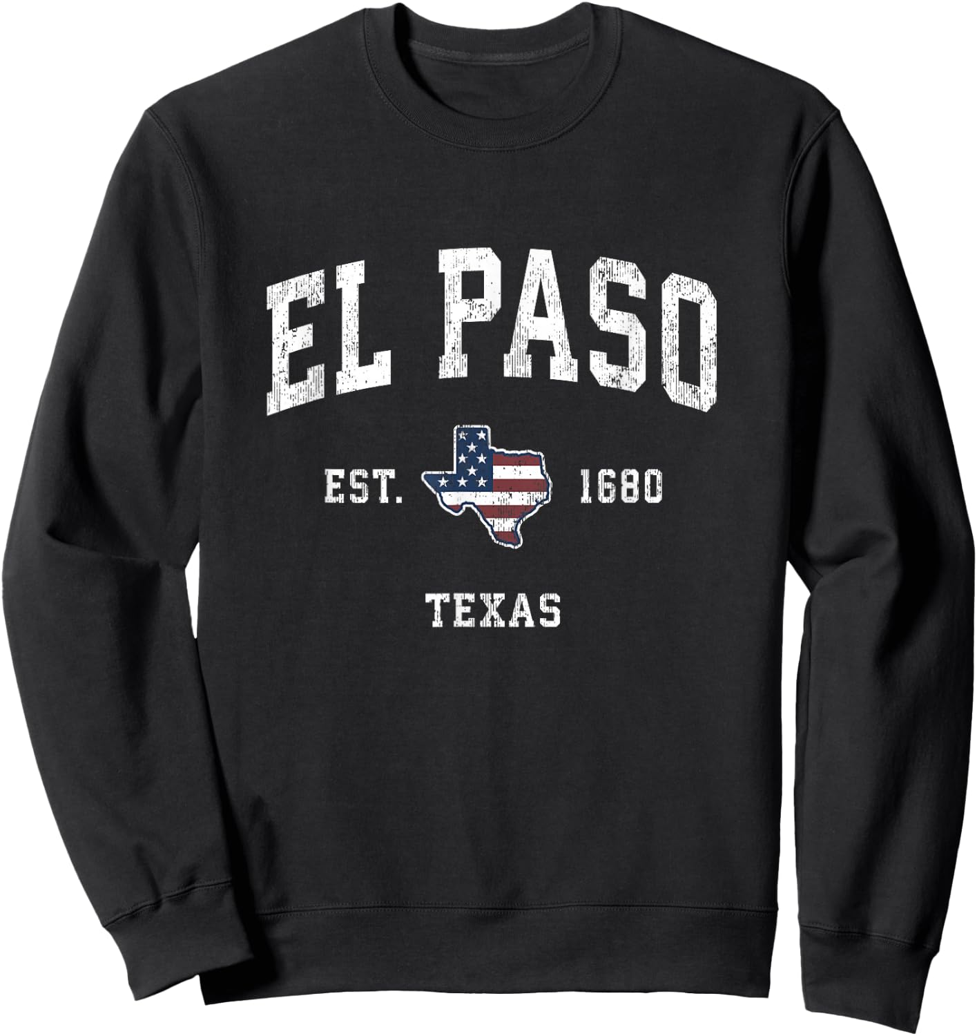 El Paso Texas TX Vintage American Flag Sports Design Sweatshirt - Sweatshirt | Black