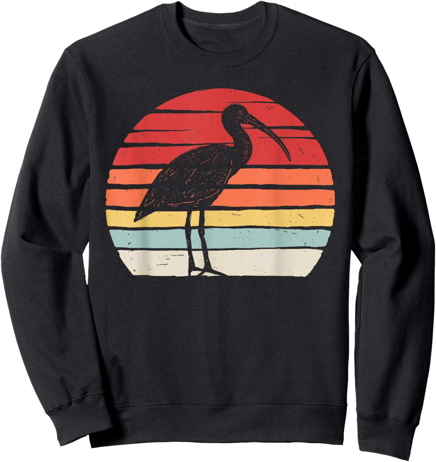 Catch Some Rays Vintage Retro Ibis Bird Graphic - Women's Adults Black Small Classic Fit Short Sleeve Sweatshirt - Sweatshirt | Black