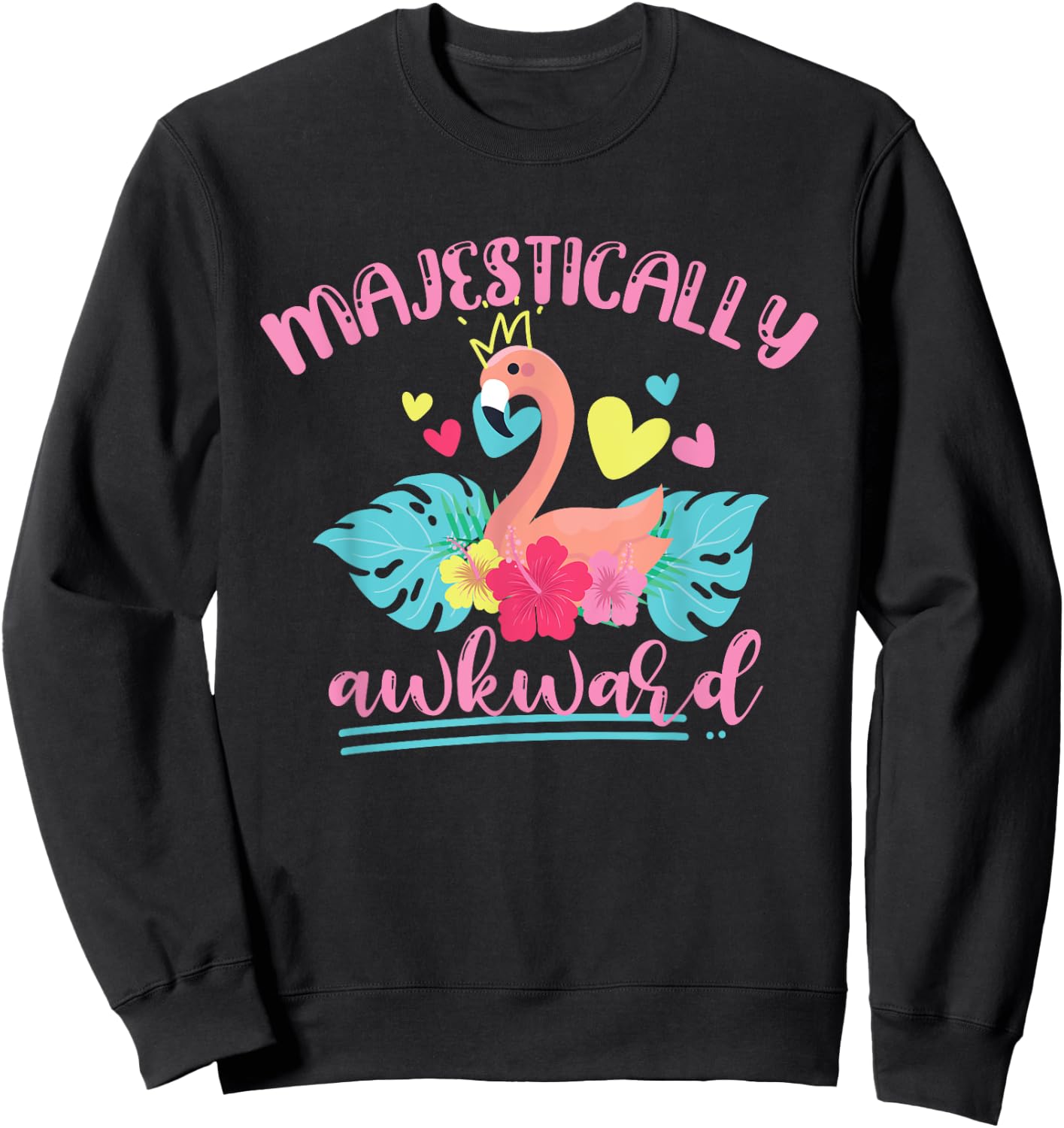 Majestically Awkward Flamingo Sweatshirt - Sweatshirt | Black