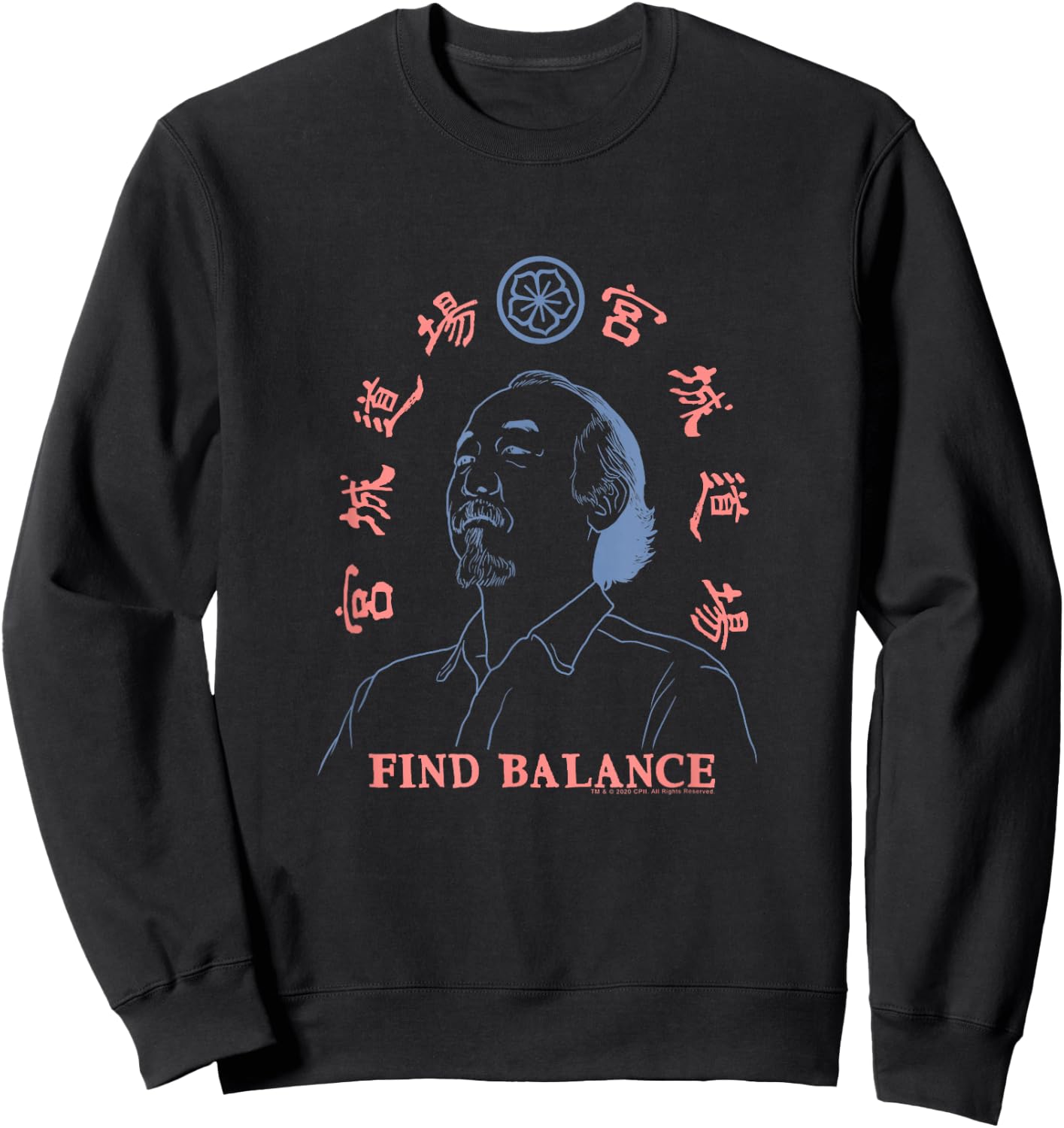 The Karate Kid Mr. Miyagi Find Balance Outline Retro Movie Sweatshirt - Sweatshirt | Black