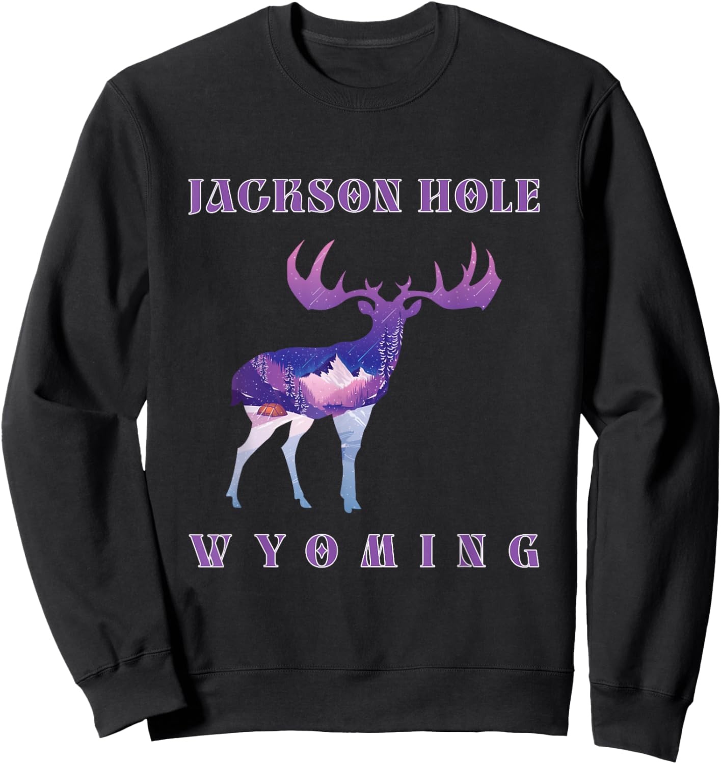 Mountain Landscape Inside A Moose Jackson Hole Wyoming Sweatshirt - Sweatshirt | Black