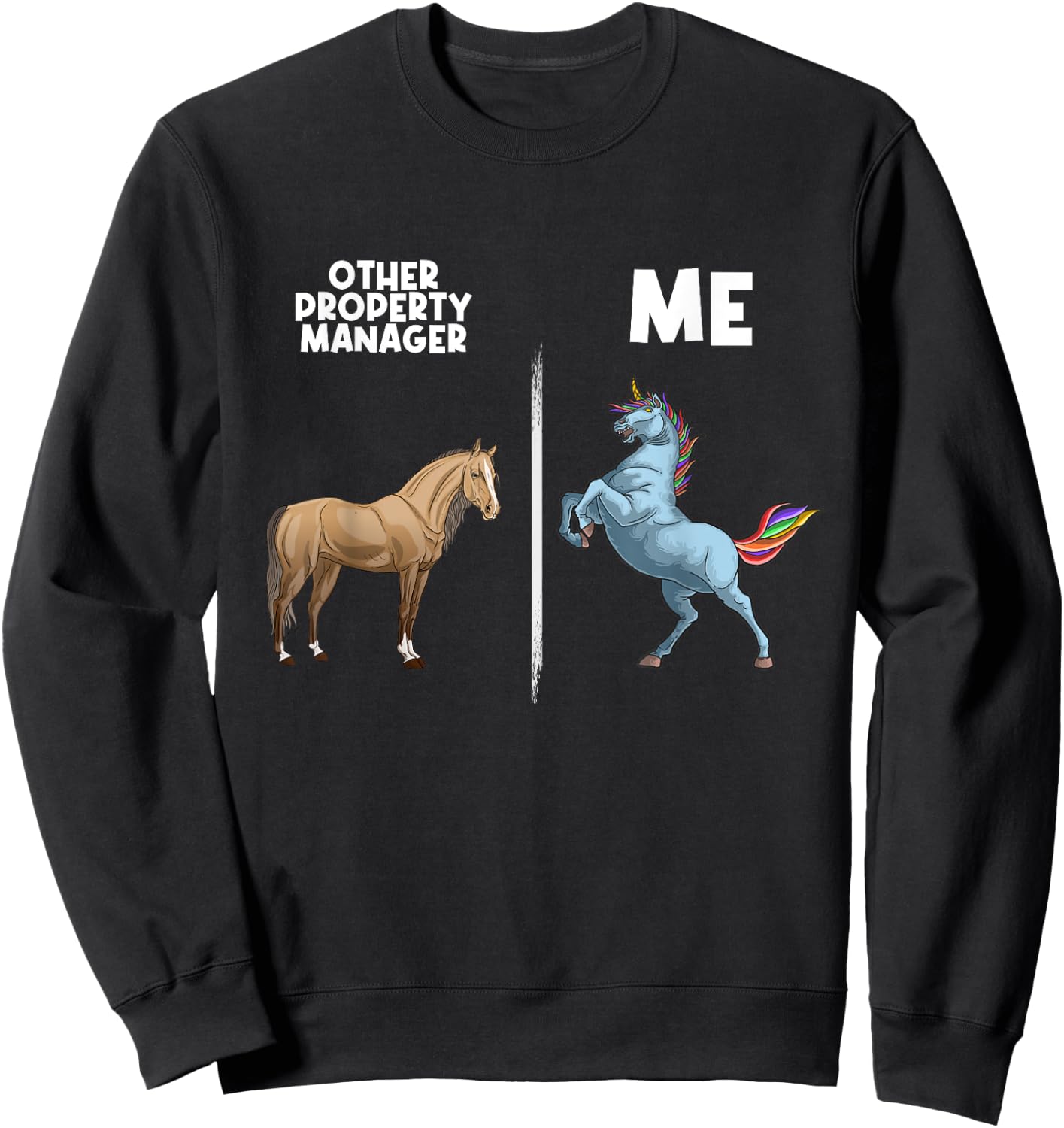 Funny Property Manager Gift Unicorn Real Estate Management Sweatshirt - Sweatshirt | Black