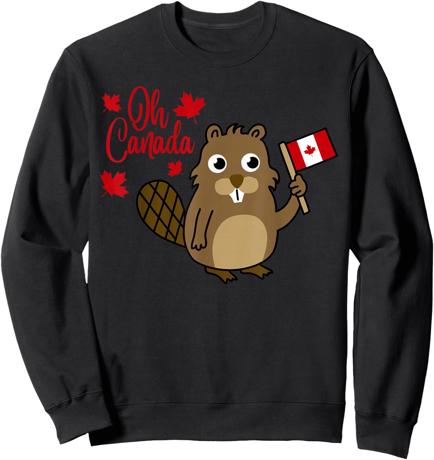 Happy Canada Day Shirt Funny Canadian Groundhog Flag Sweatshirt - Sweatshirt | Black