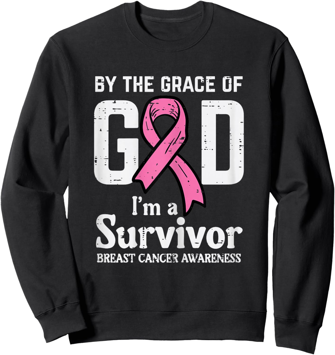 Grace Of God Breast Cancer Survivor Aware Christian Women Sweatshirt - Sweatshirt | Black