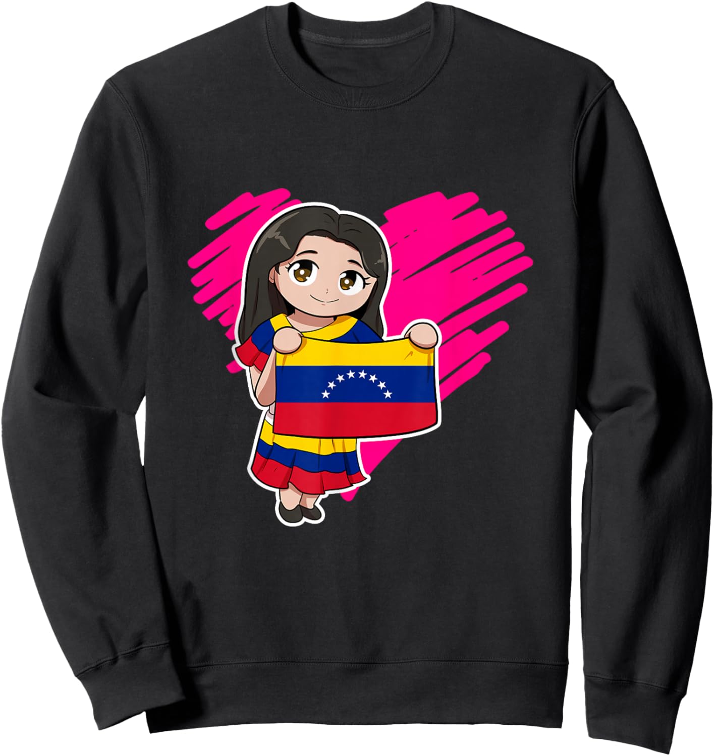 Venezuela Girl Venezuelan Flag Day Heart Sweatshirt - Sweatshirt | Black