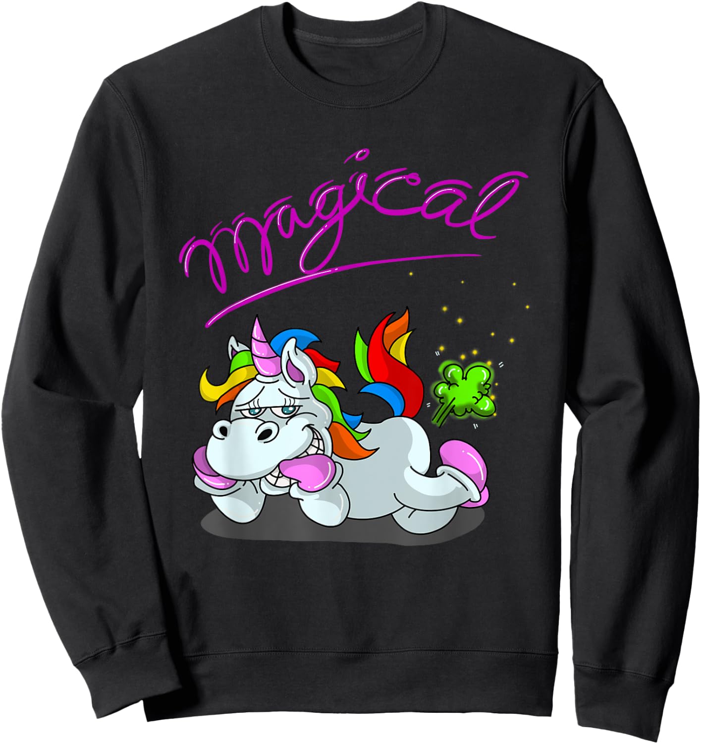 Unicorn Magical Fart | Cool Farting Horses Funny Joke Gift Sweatshirt - Sweatshirt | Black