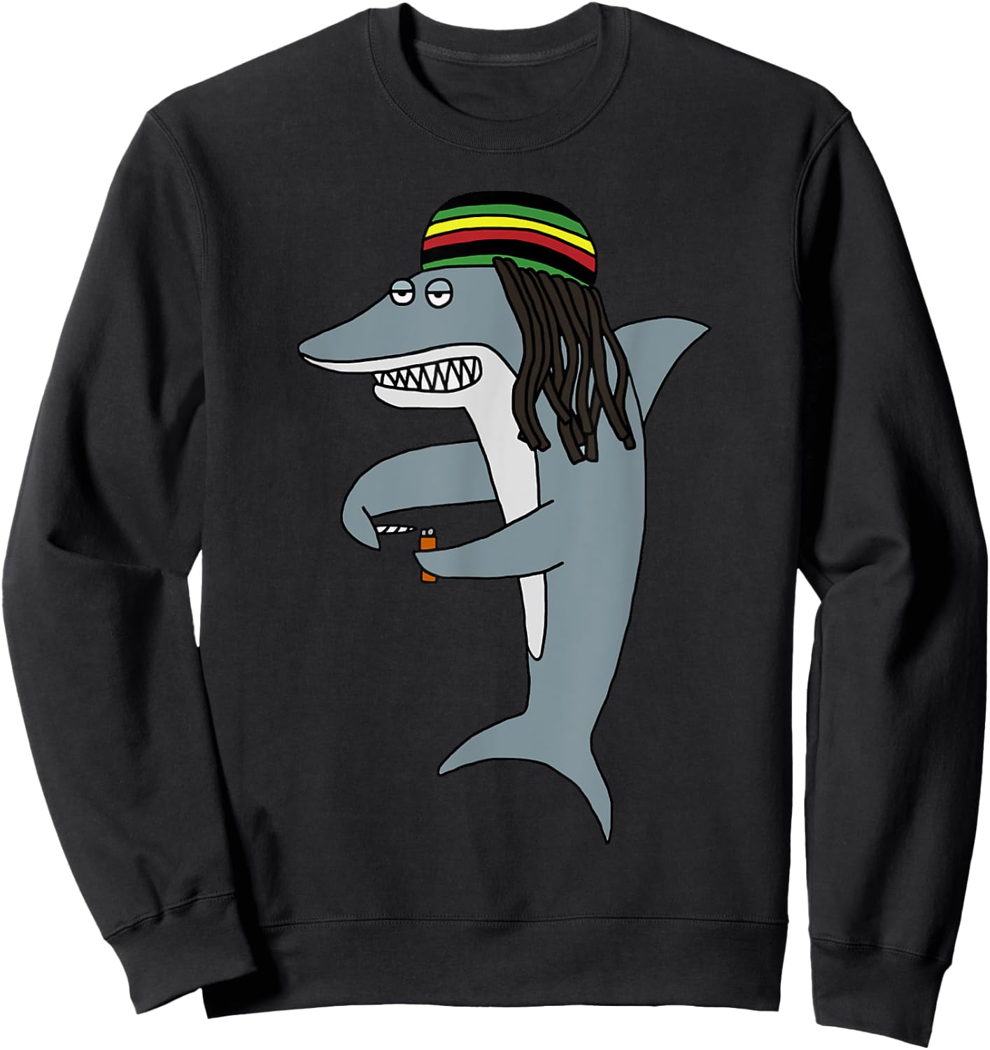 Reggae Shark Funny Dreadlock Rasta Sweatshirt - Sweatshirt | Black