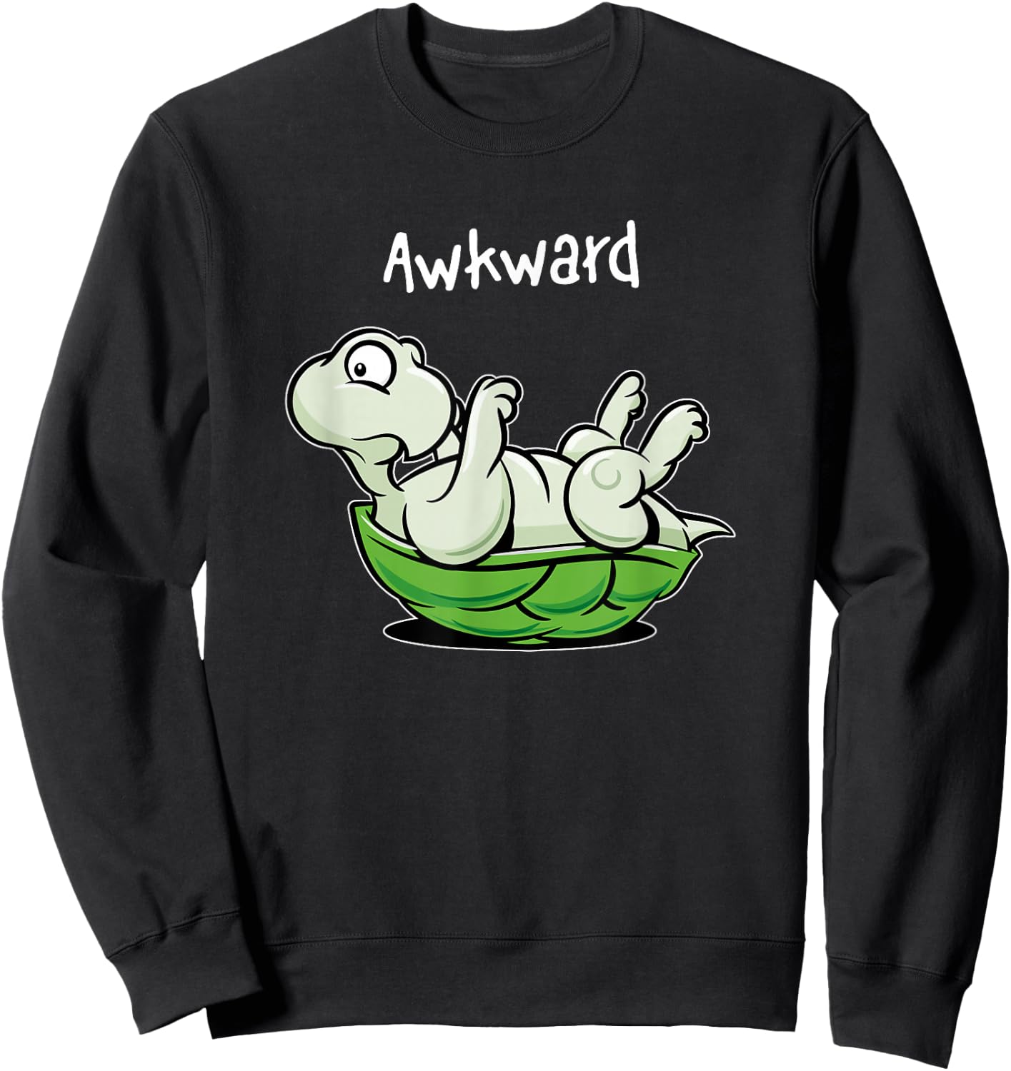 Awkward Upside Down Turtle Cute Cartoonish Funny Sweatshirt - Sweatshirt | Black