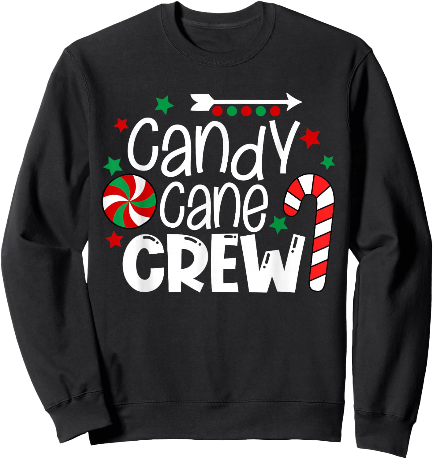 Candy Cane Crew Christmas Xmas Love Candy Boys Girls Kids Sweatshirt - Sweatshirt | Black