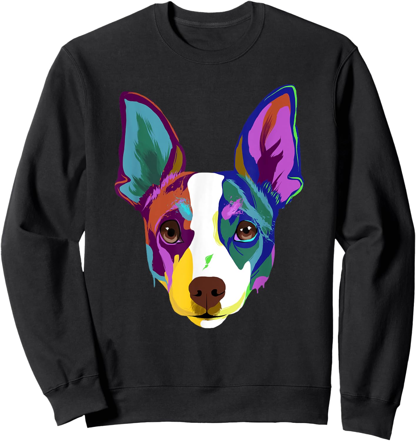Colorful Splash Art Dog Rat Terrier Sweatshirt - Sweatshirt | Black