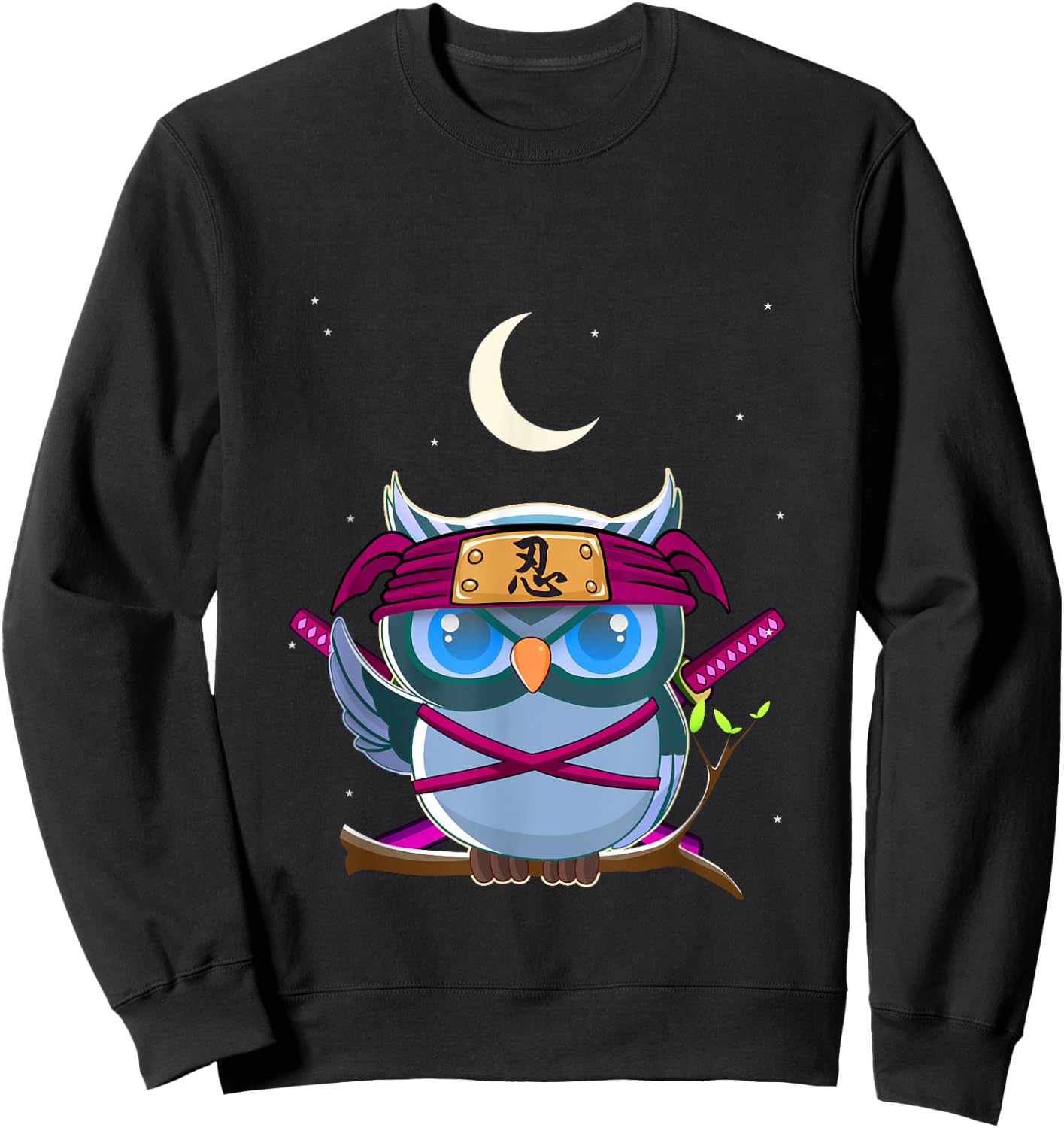 Ninja Owl Cute Japanese Anime Easy Halloween Costume Sweatshirt - Sweatshirt | Black