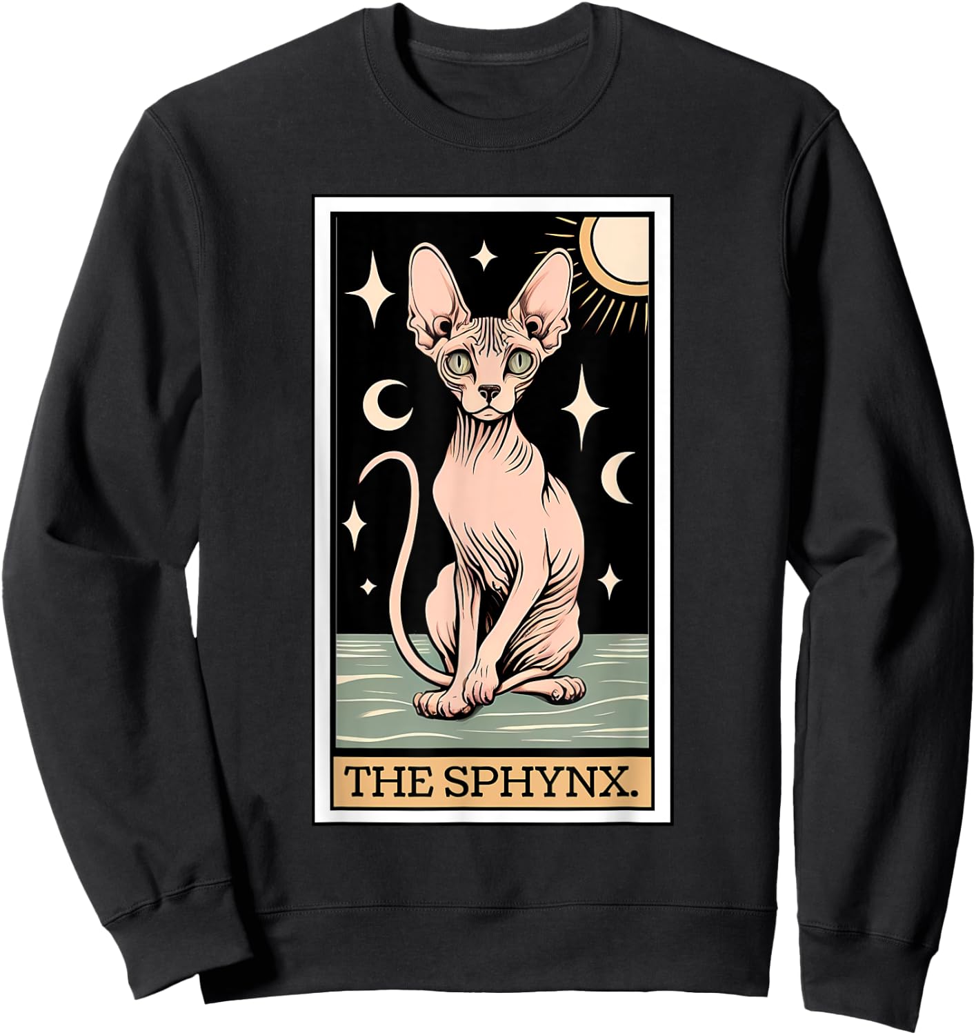 Sphynx Cat Tarot Card Hairless Cat Mom Cat Dad Women's Men's , Small, Black Sweatshirt - Sweatshirt | Black
